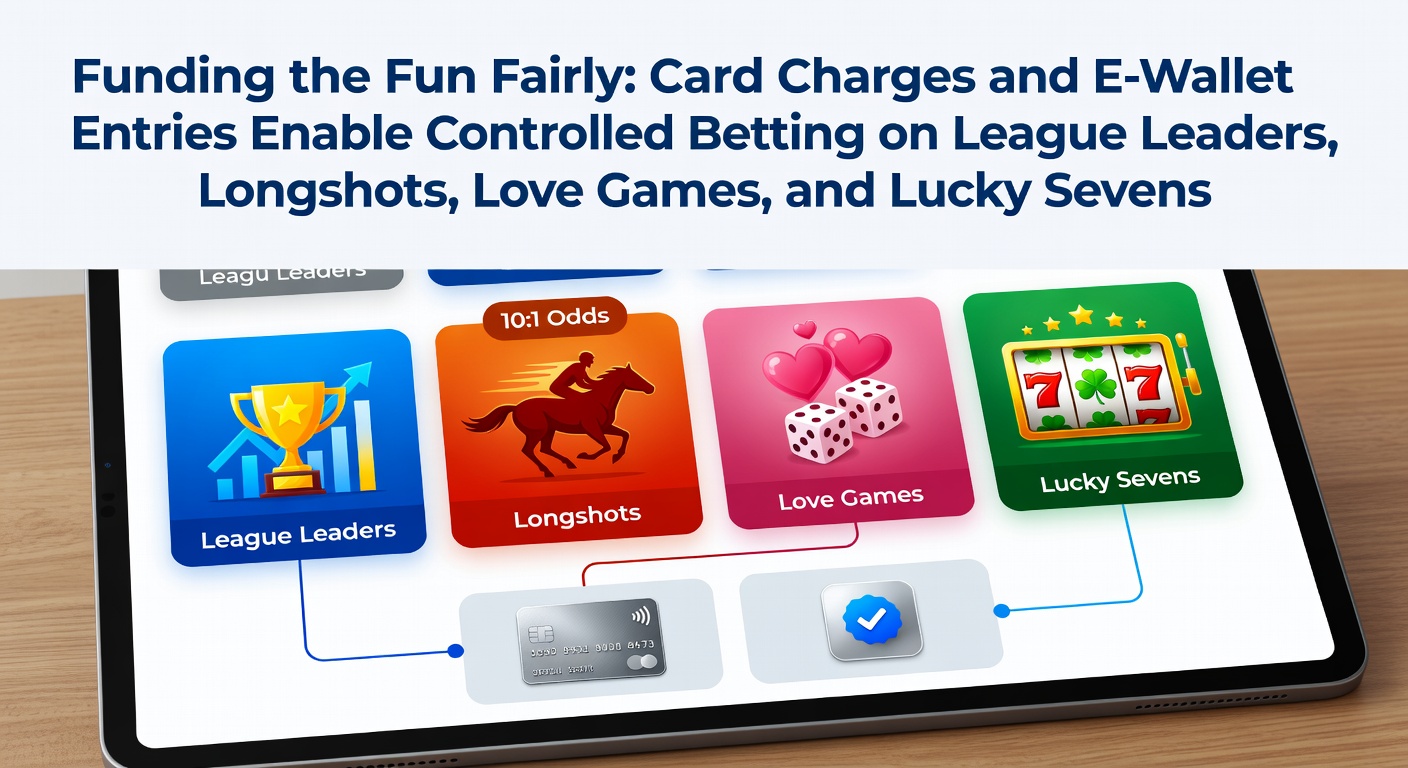 Digital wallet and credit card icons overlayed on betting interfaces showing football leagues, horse races, tennis matches, and casino slots with deposit limits visible