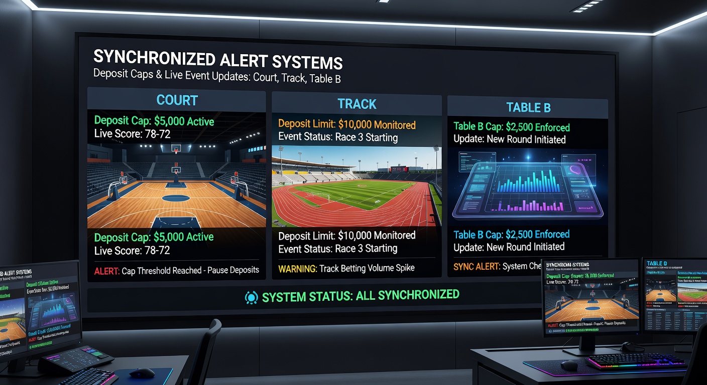 Real-time synchronization example linking deposit alerts to live tennis, racing, and casino table events