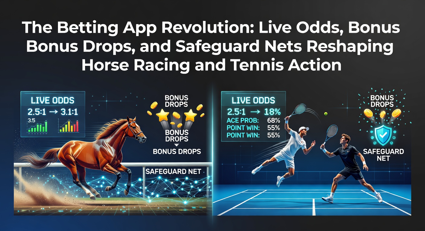 Dynamic screenshot of a betting app displaying live odds shifting during a tense horse racing finish, with bonus notifications popping up