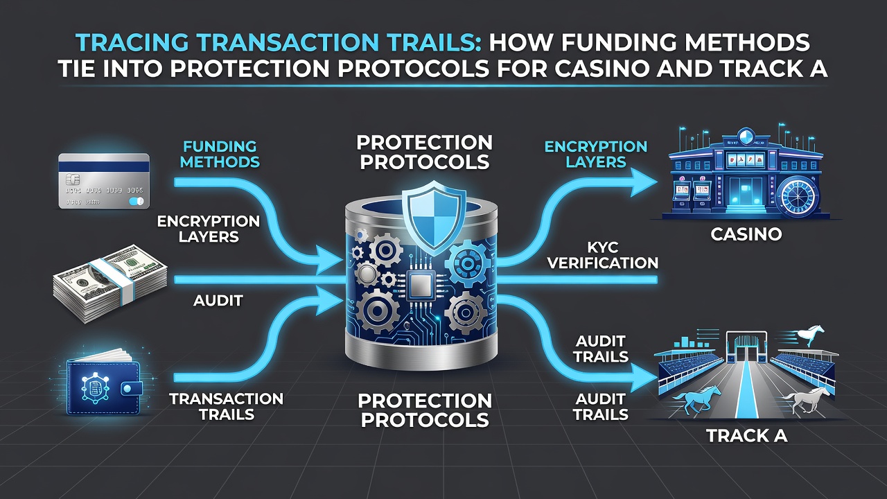Diagram showing how deposit limits and transaction alerts connect funding methods to responsible gambling safeguards